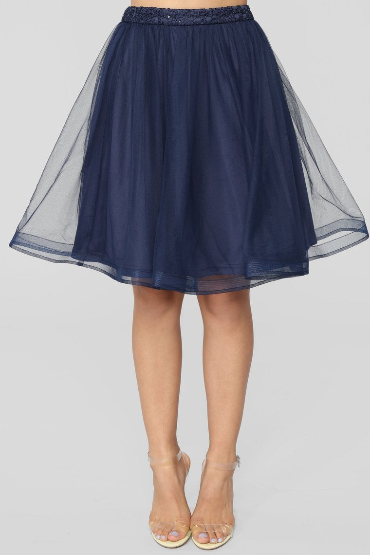A Living Dream Lace Embroidered Set - Navy