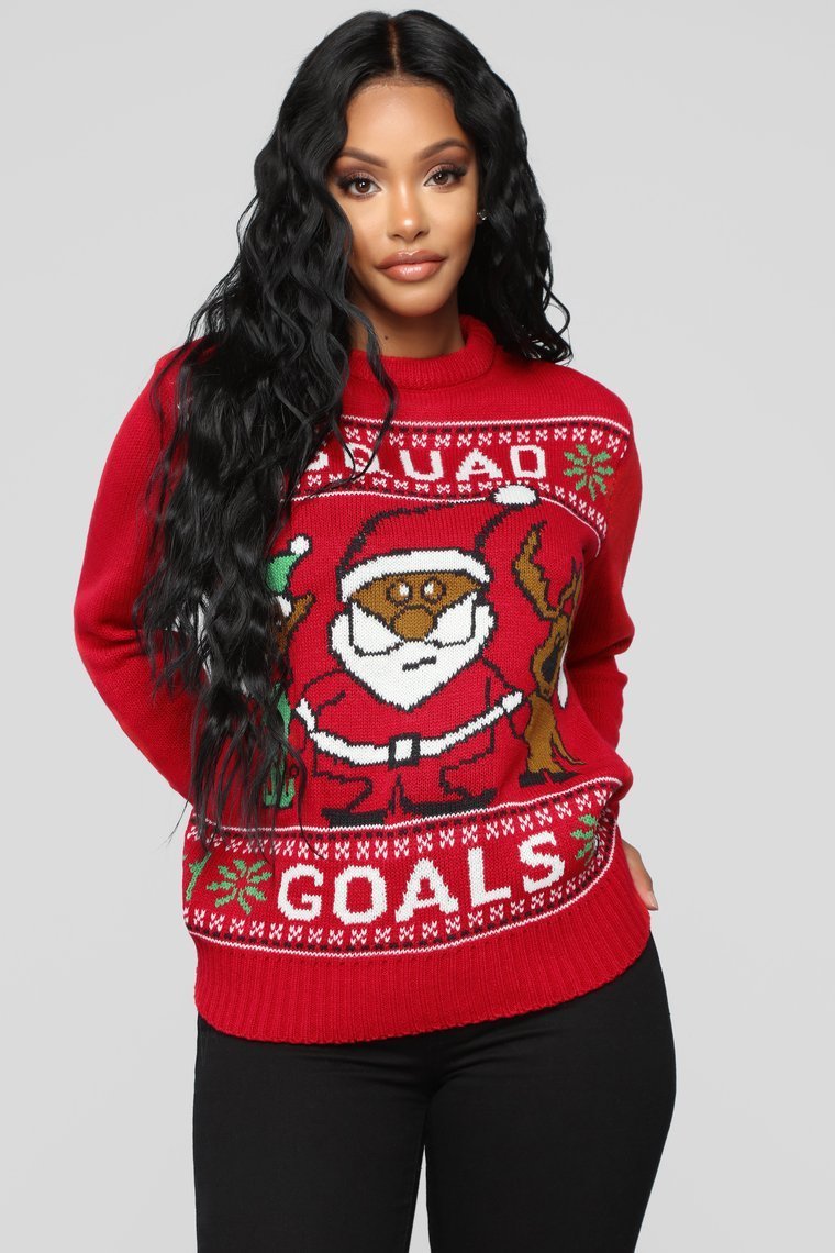Squad Goals Christmas Sweater - Red