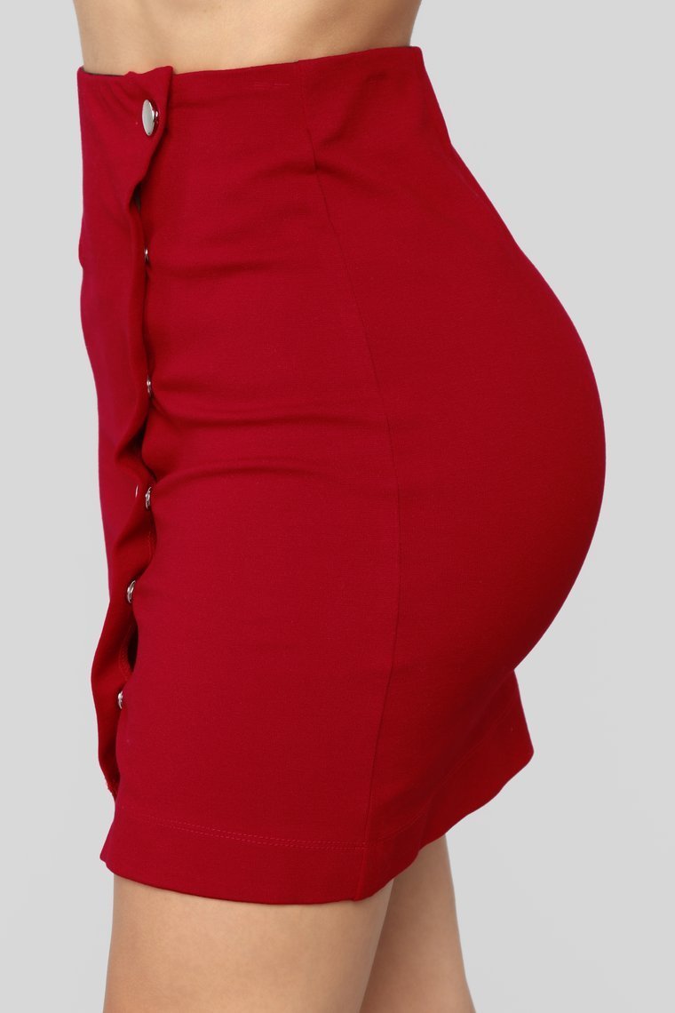Lennon Snap Skirt - Red