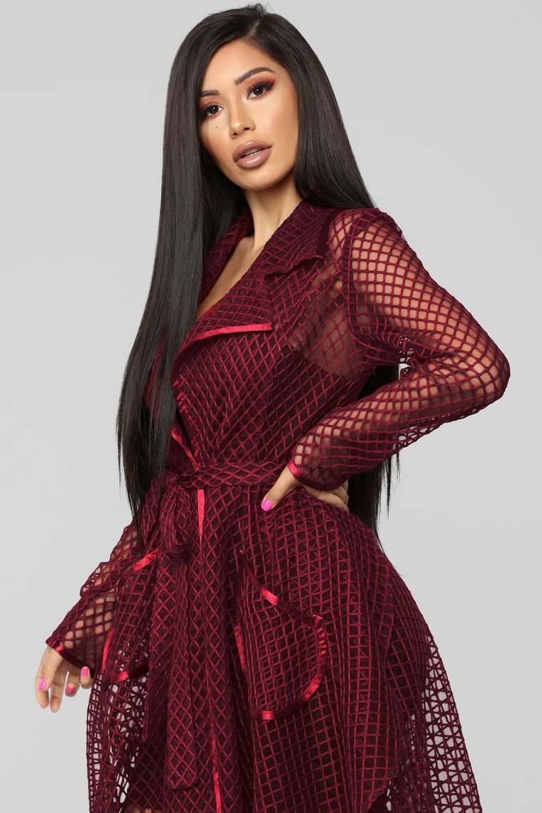 Caught His Eye Jacket - Burgundy