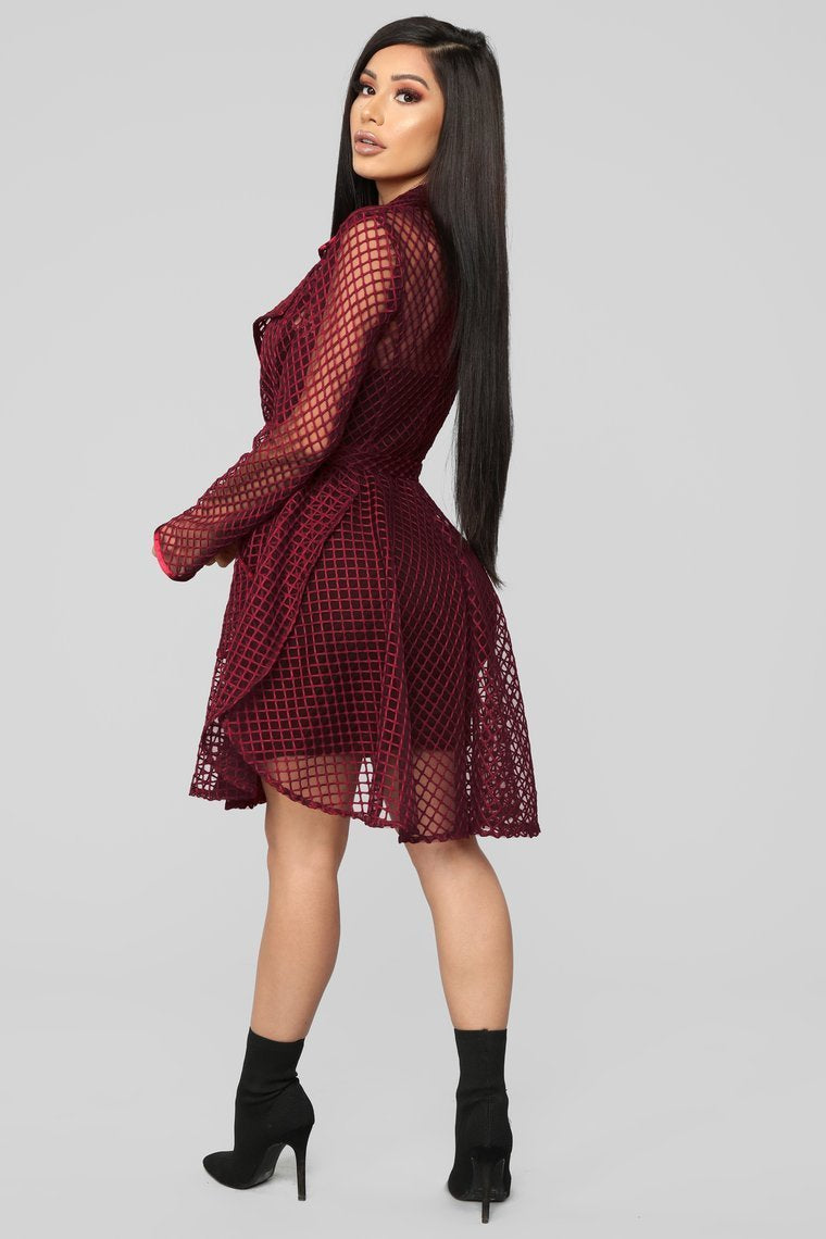 Caught His Eye Jacket - Burgundy