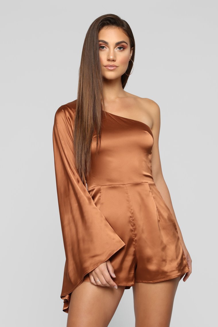 Catch My Better Side Romper - Bronze