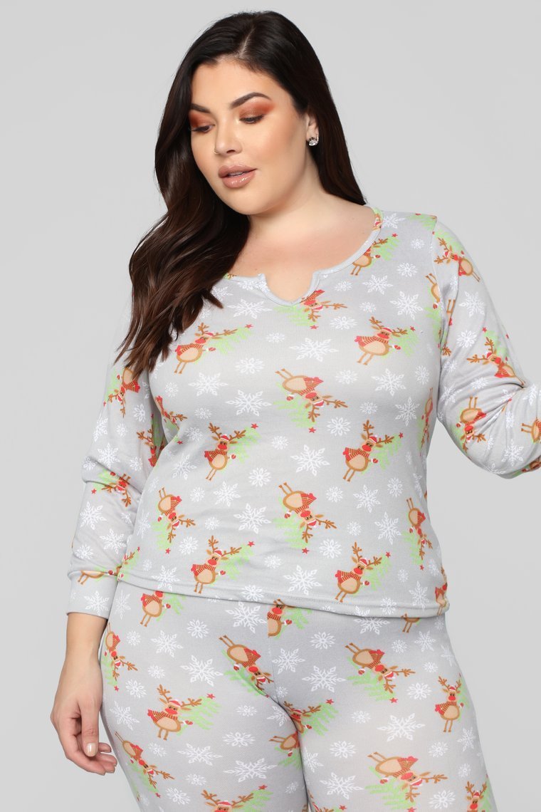 Holly Jolly PJ Set - Grey