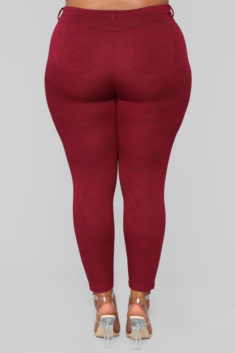 Better Than The Rest Ponte Pants - Burgundy Slub
