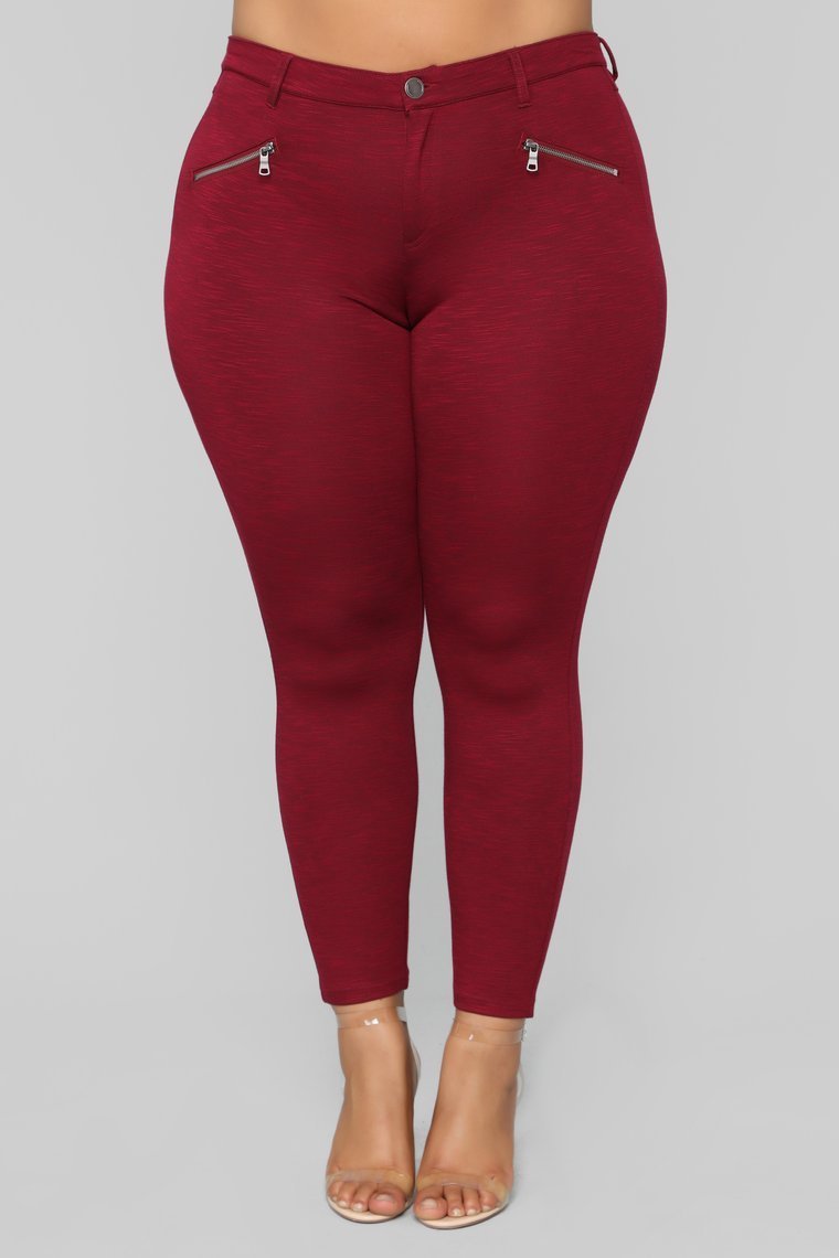 Better Than The Rest Ponte Pants - Burgundy Slub