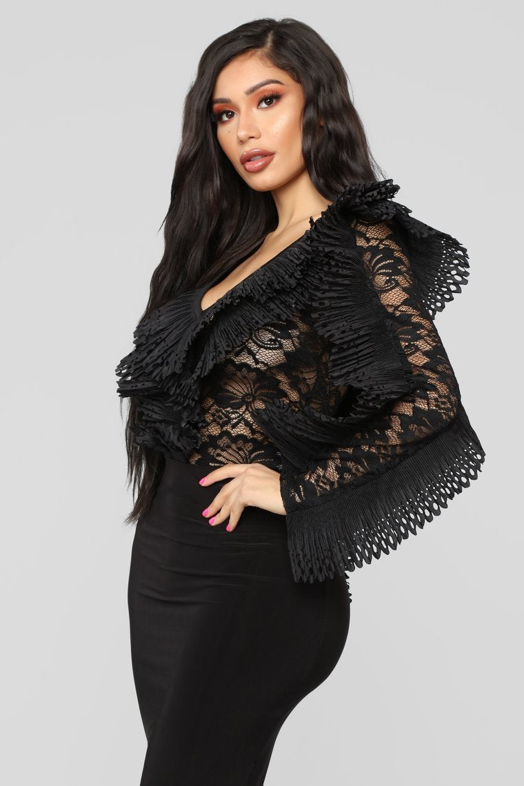 All For You Lace Bodysuit - Black