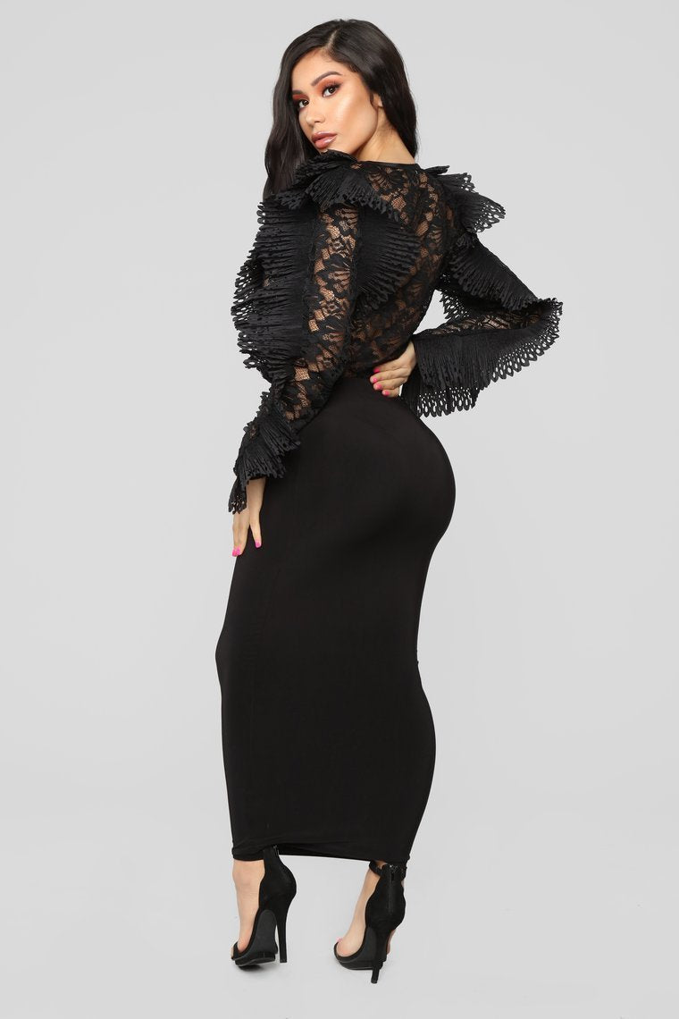 All For You Lace Bodysuit - Black