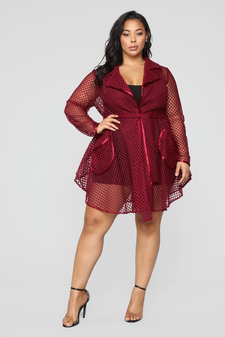 Caught His Eye Jacket - Burgundy