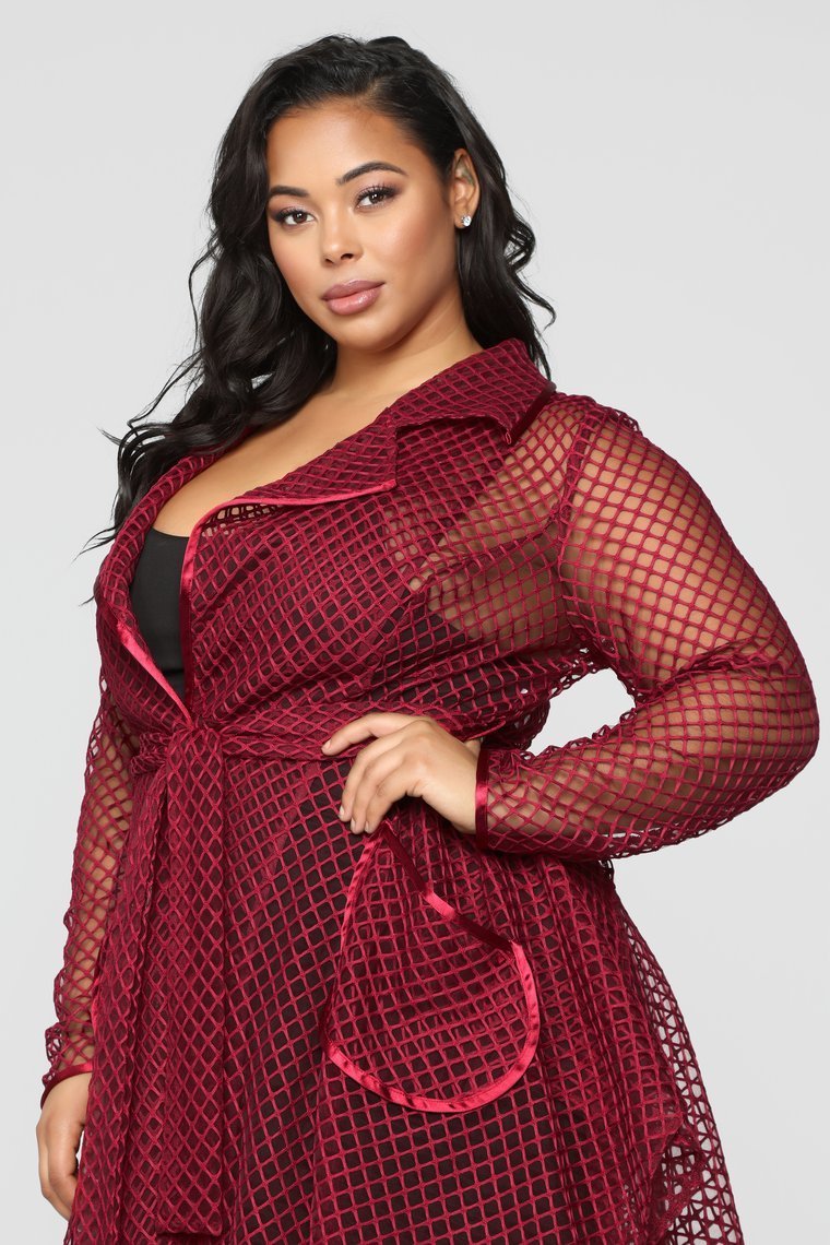 Caught His Eye Jacket - Burgundy