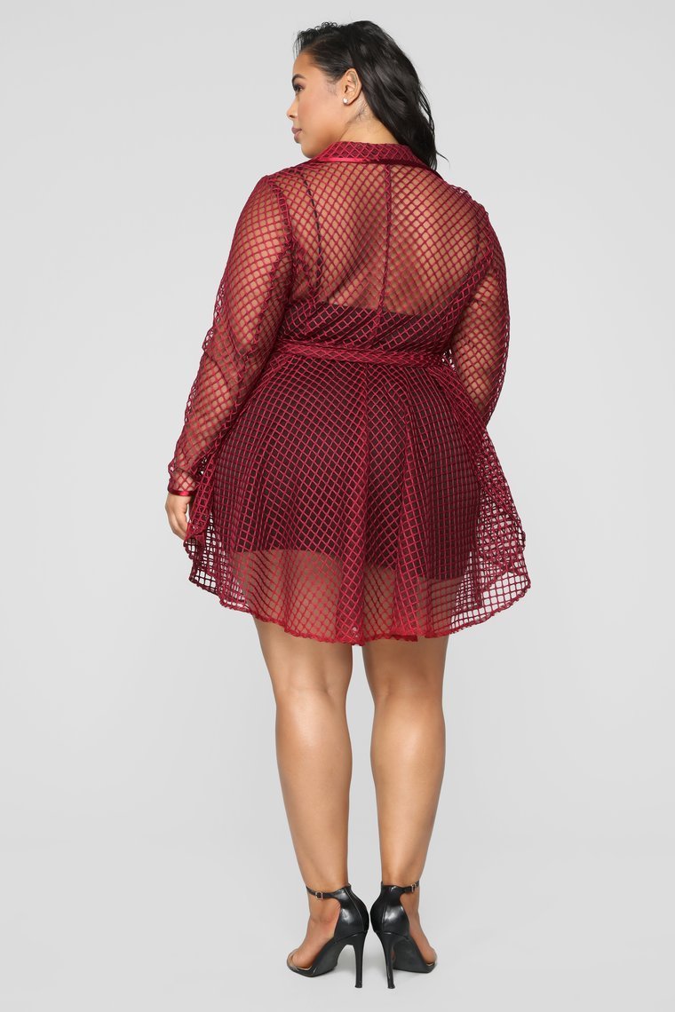 Caught His Eye Jacket - Burgundy