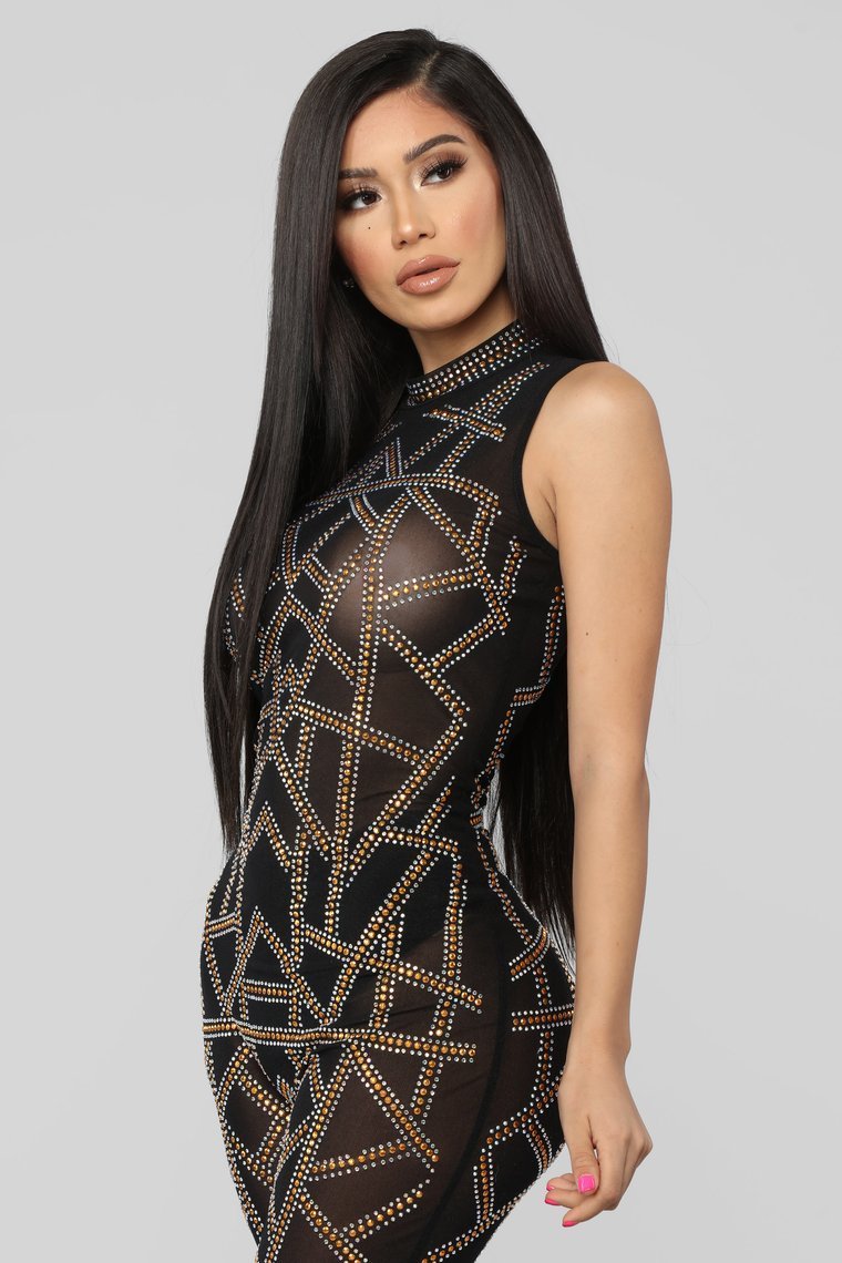 Walk Through Fringe Jumpsuit - Black