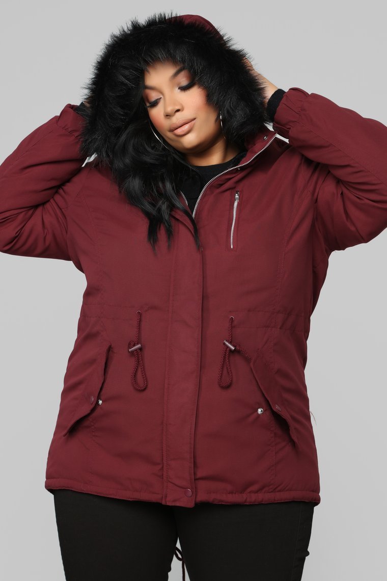 On The Prowl Hooded Jacket - Burgundy