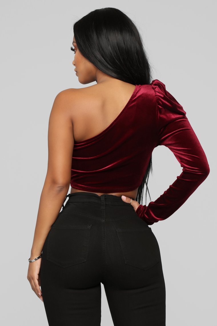 STYLED ON INSTAGRAM All For One Shoulder Top - Burgundy