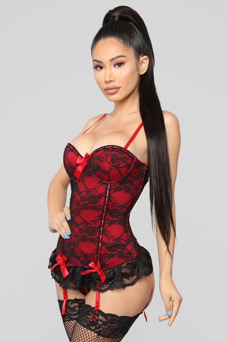 Stay With You Bustier - Black/Red