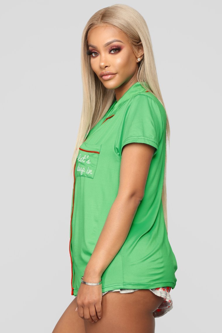 Let's Sleep In PJ Set - Green
