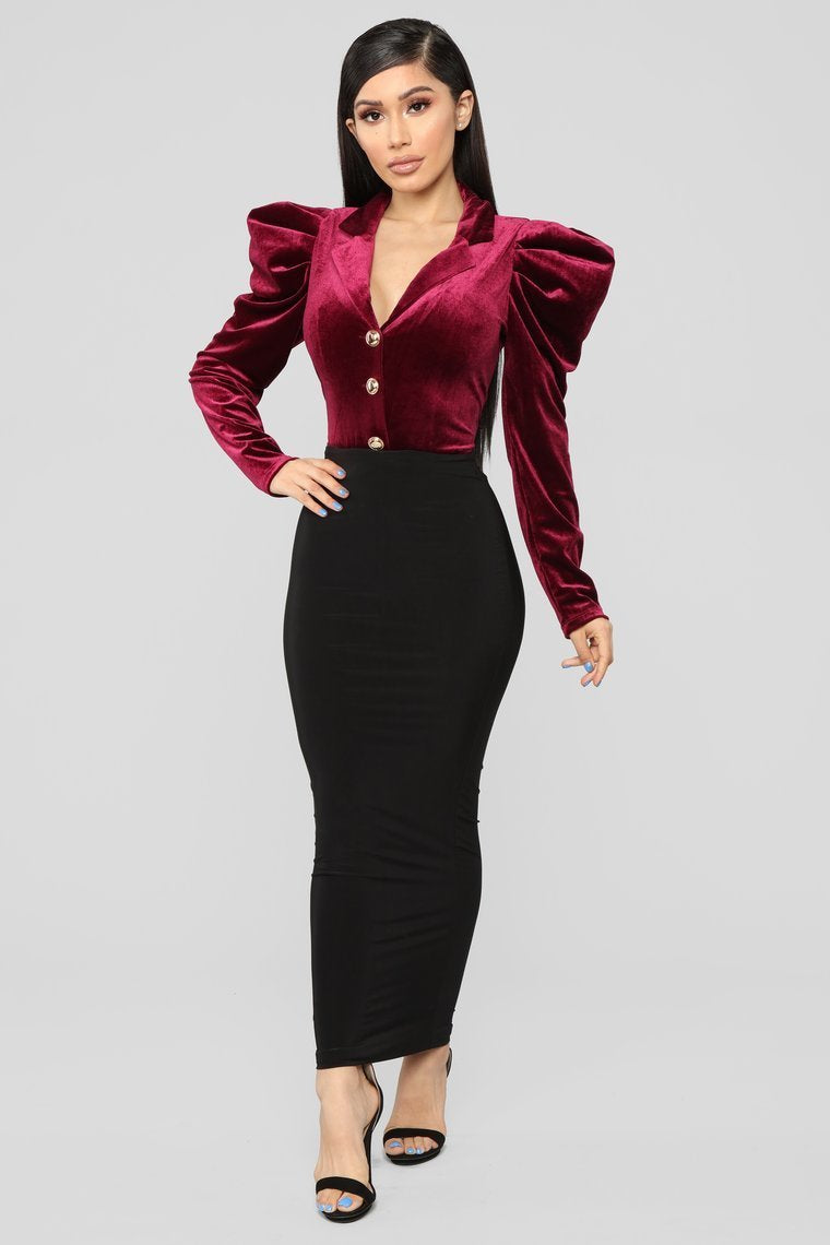 Sticking With You Bodysuit - Burgundy