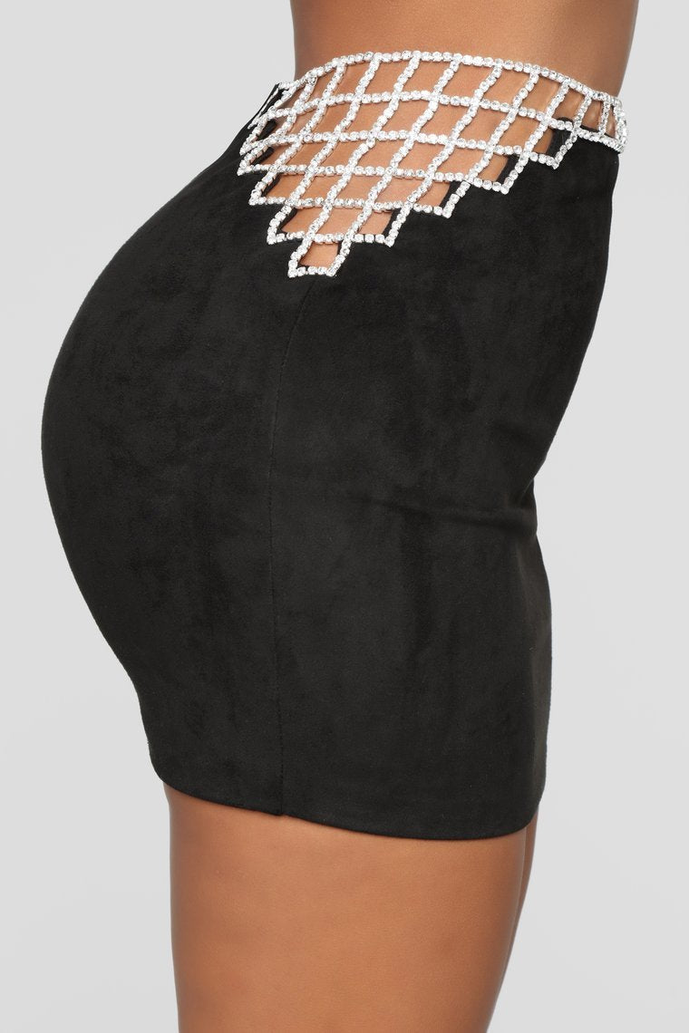 Diamante Suede Set - Black