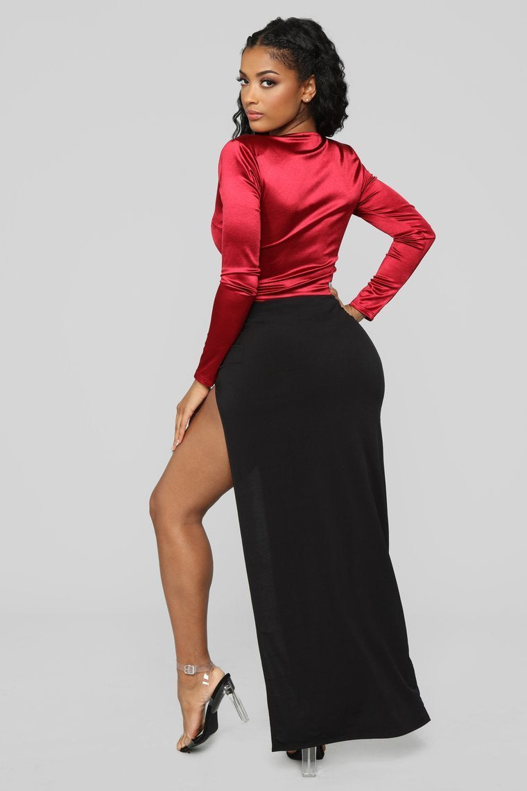 Toujours Sleek Bodysuit-Bourgogne