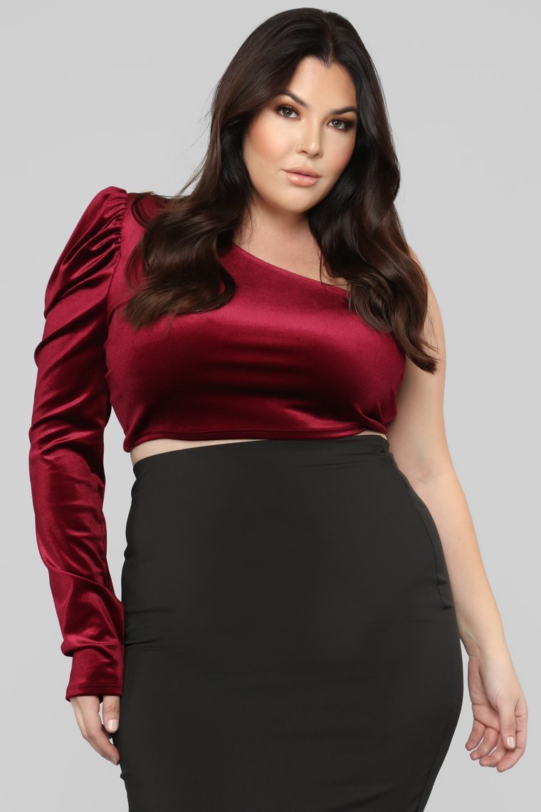 STYLED ON INSTAGRAM All For One Shoulder Top - Burgundy