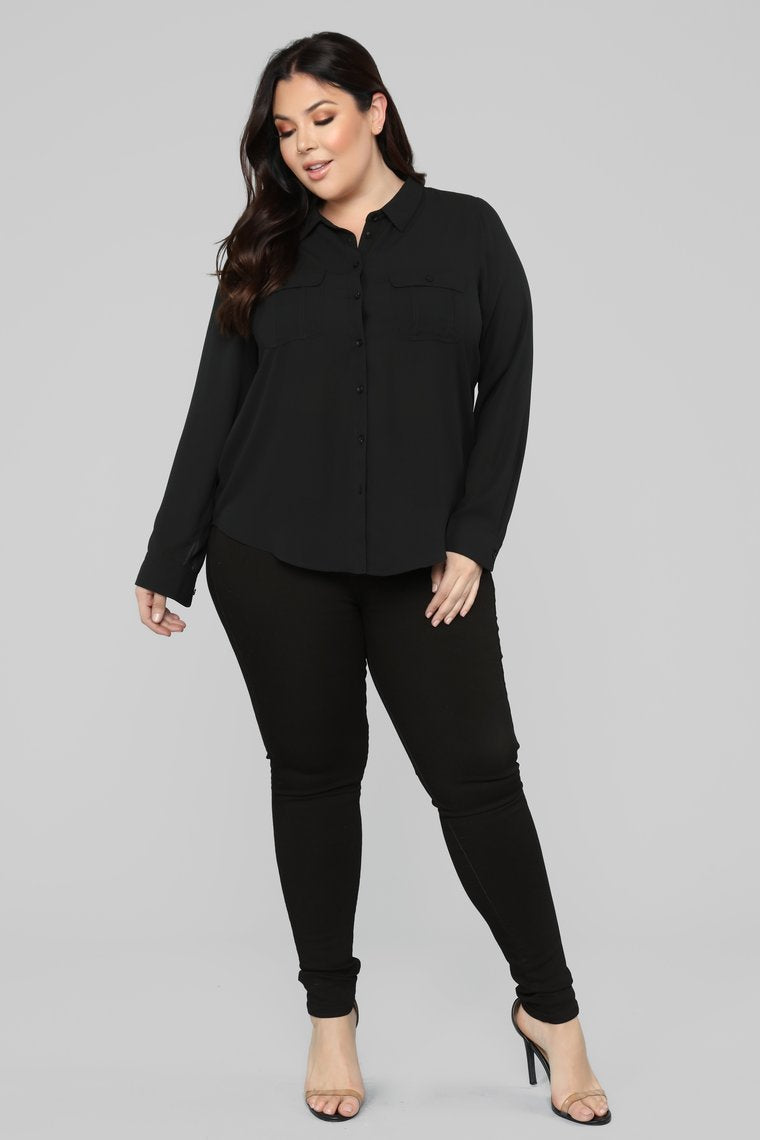 Keeping It Simple Button Down Shirt - Black