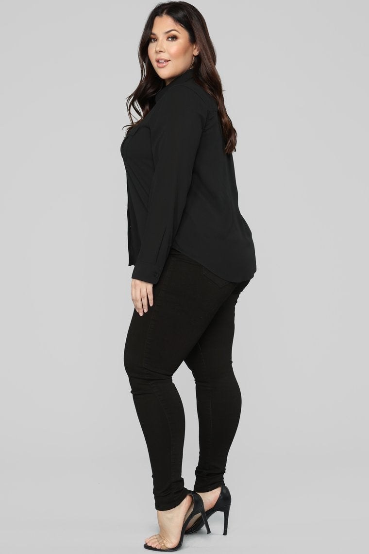 Keeping It Simple Button Down Shirt - Black