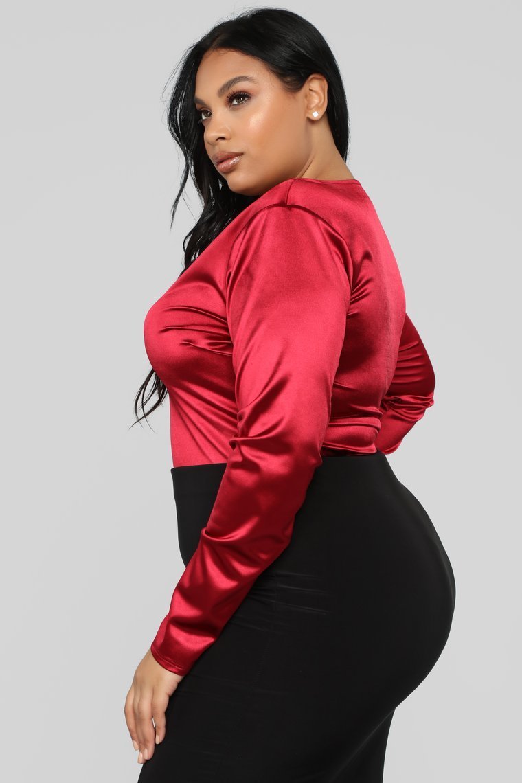 Toujours Sleek Bodysuit-Bourgogne