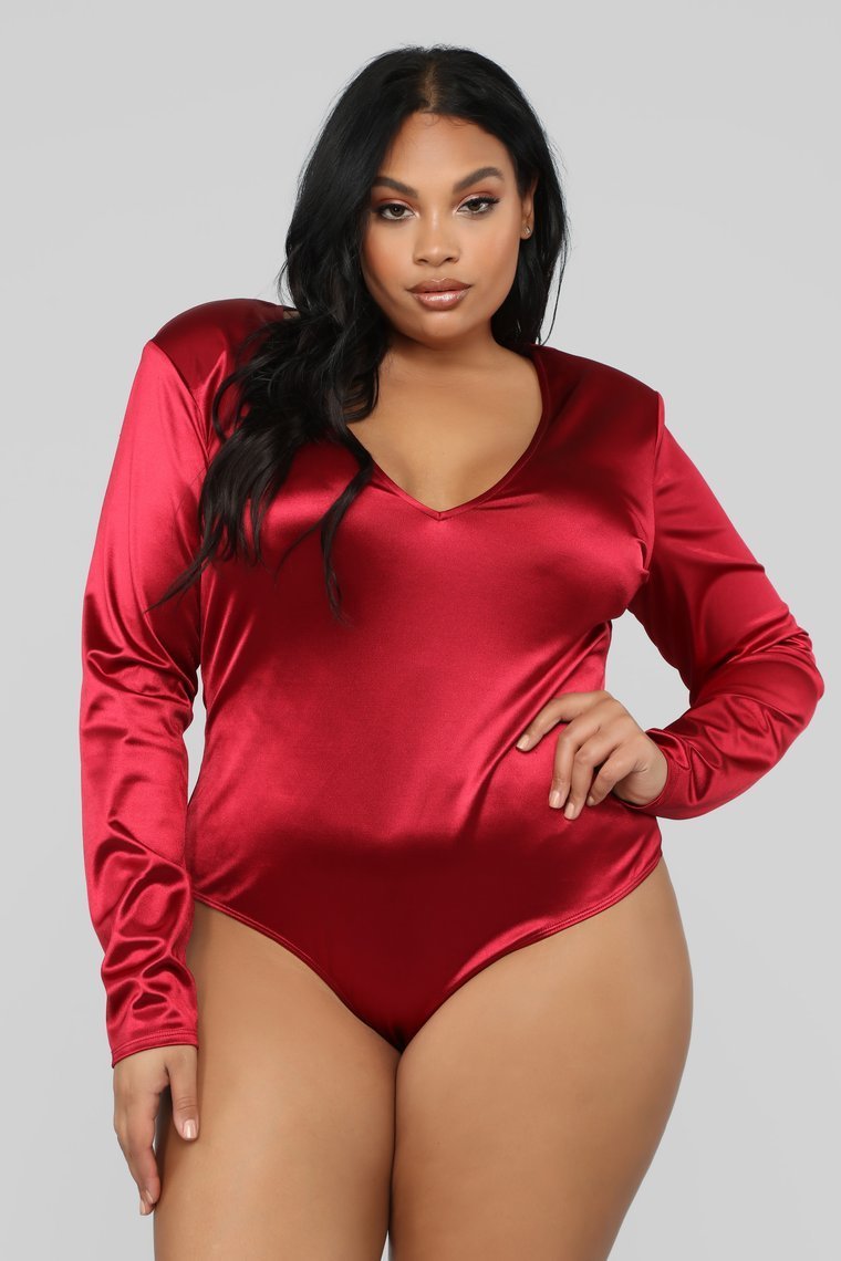Toujours Sleek Bodysuit-Bourgogne