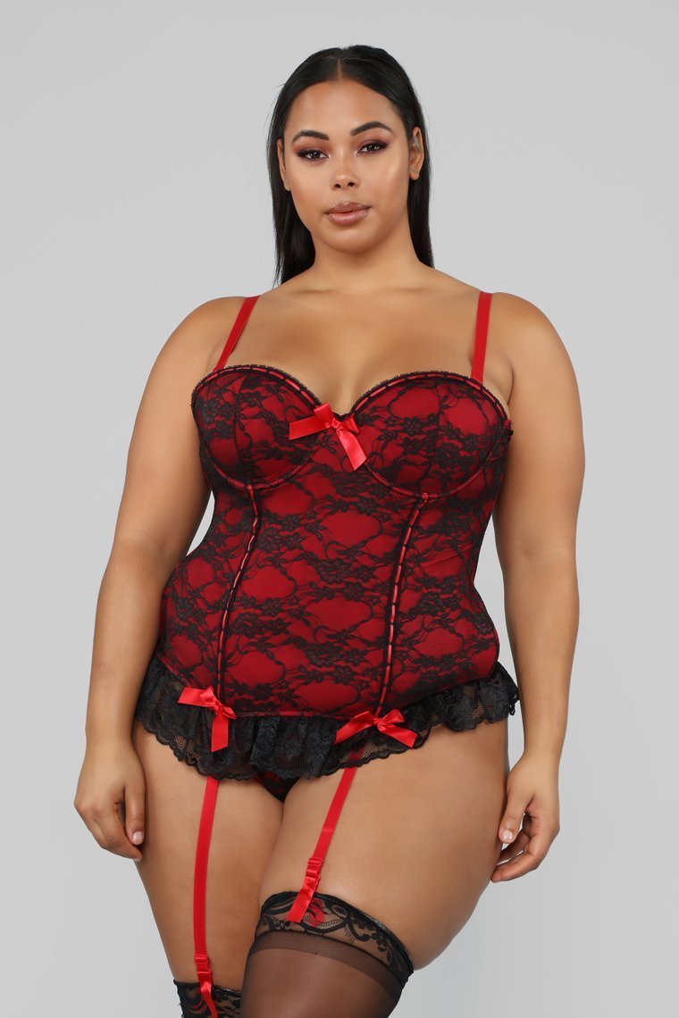 Stay With You Bustier - Black/Red