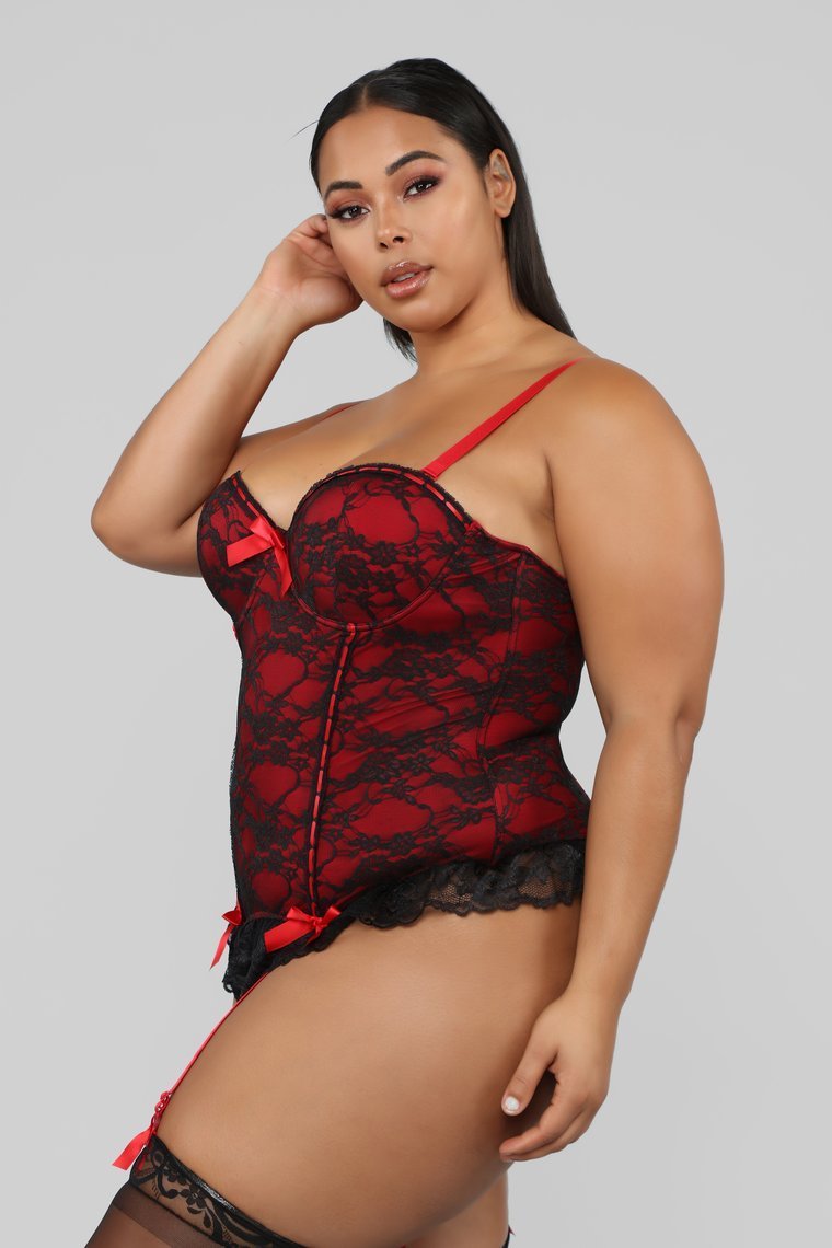 Stay With You Bustier - Black/Red