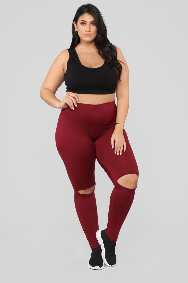Hit The Slit II Basic Leggings - Bourgogne