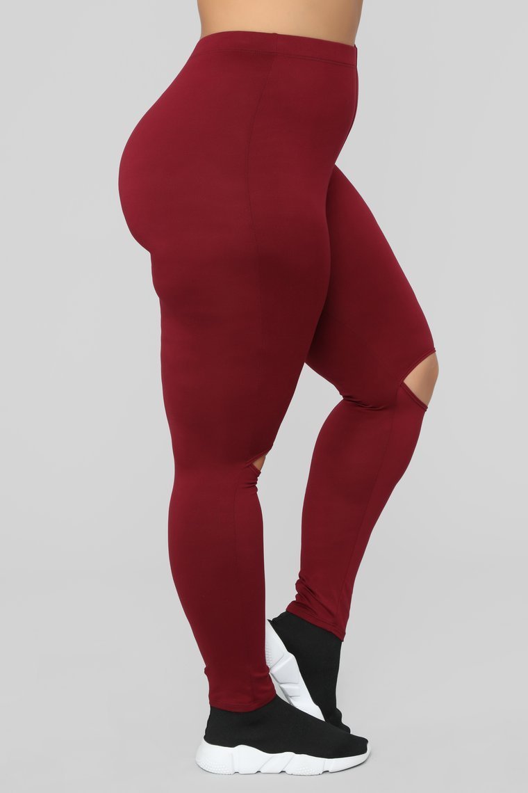 Hit The Slit II Basic Leggings - Bourgogne