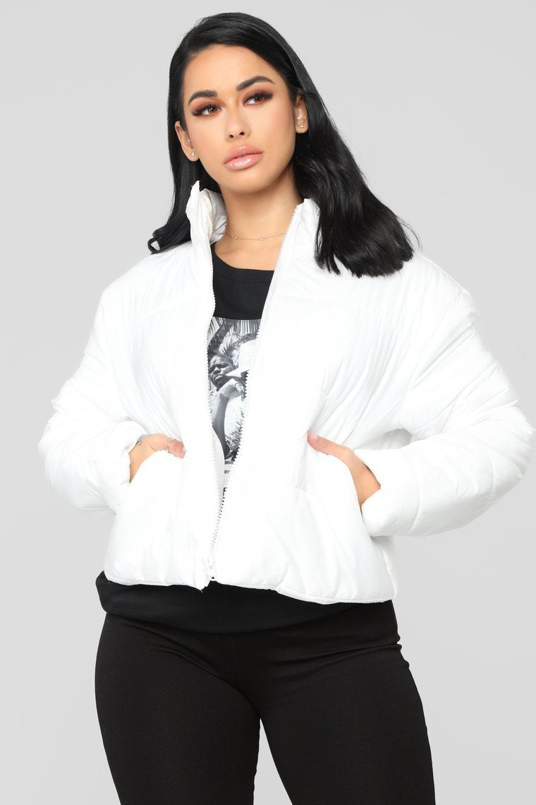 Worst Behavior Puffer Jacket - White