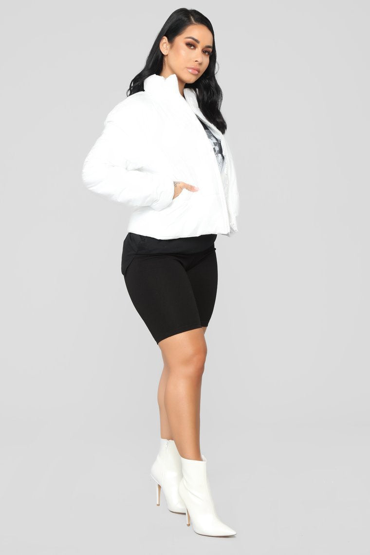 Worst Behavior Puffer Jacket - White