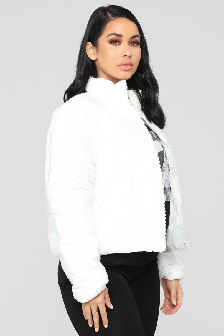Worst Behavior Puffer Jacket - White