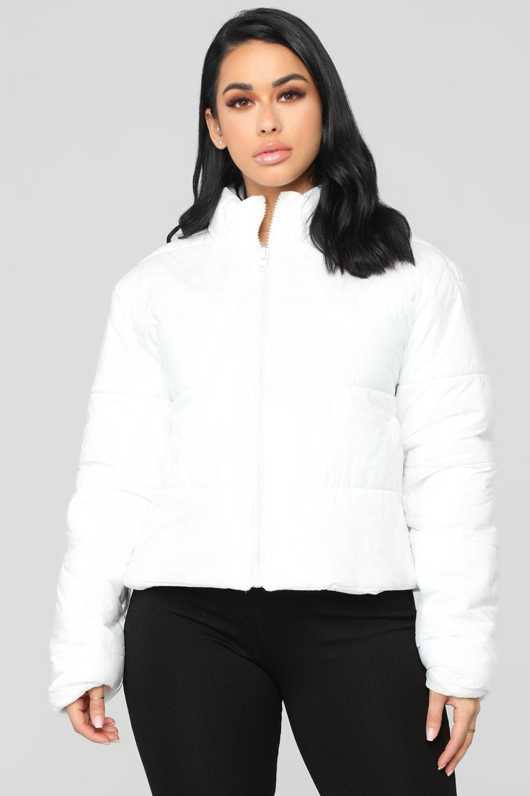 Worst Behavior Puffer Jacket - White