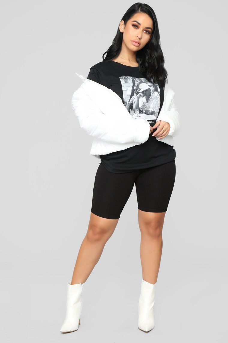 Worst Behavior Puffer Jacket - White