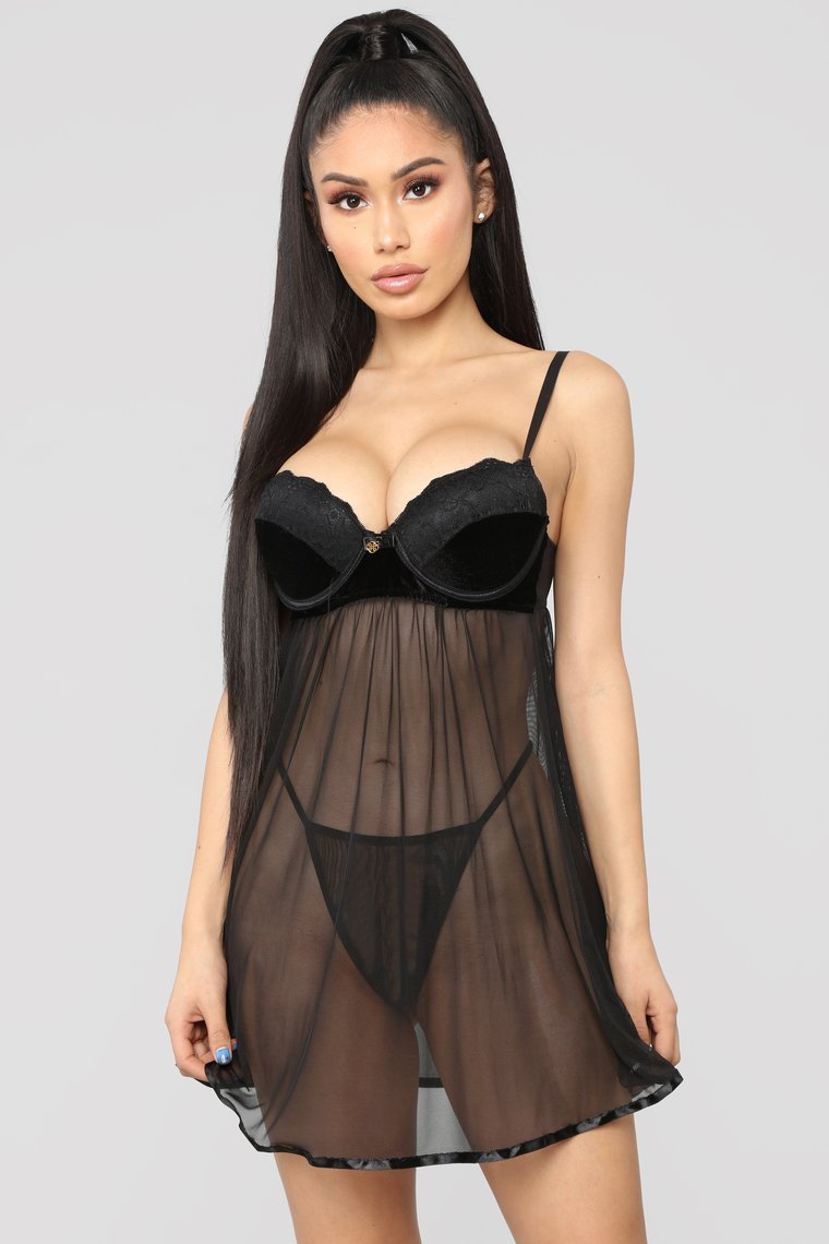 Love You Forever Baby Doll 2 Piece Set - Black