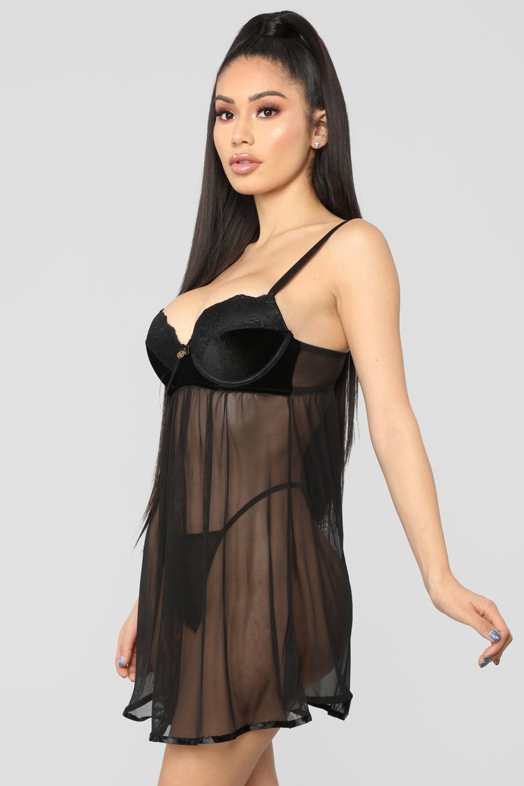 Love You Forever Baby Doll 2 Piece Set - Black