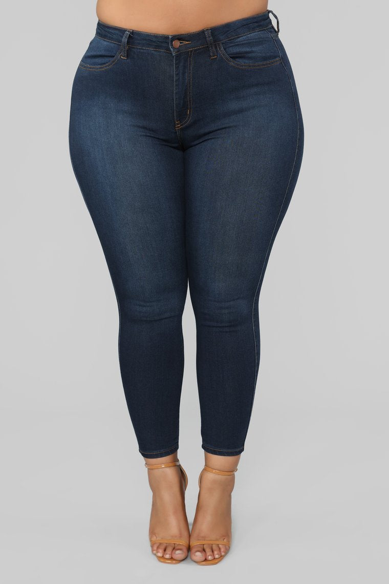 Classic Mid Rise Jeans Shorter Length - Dark Denim