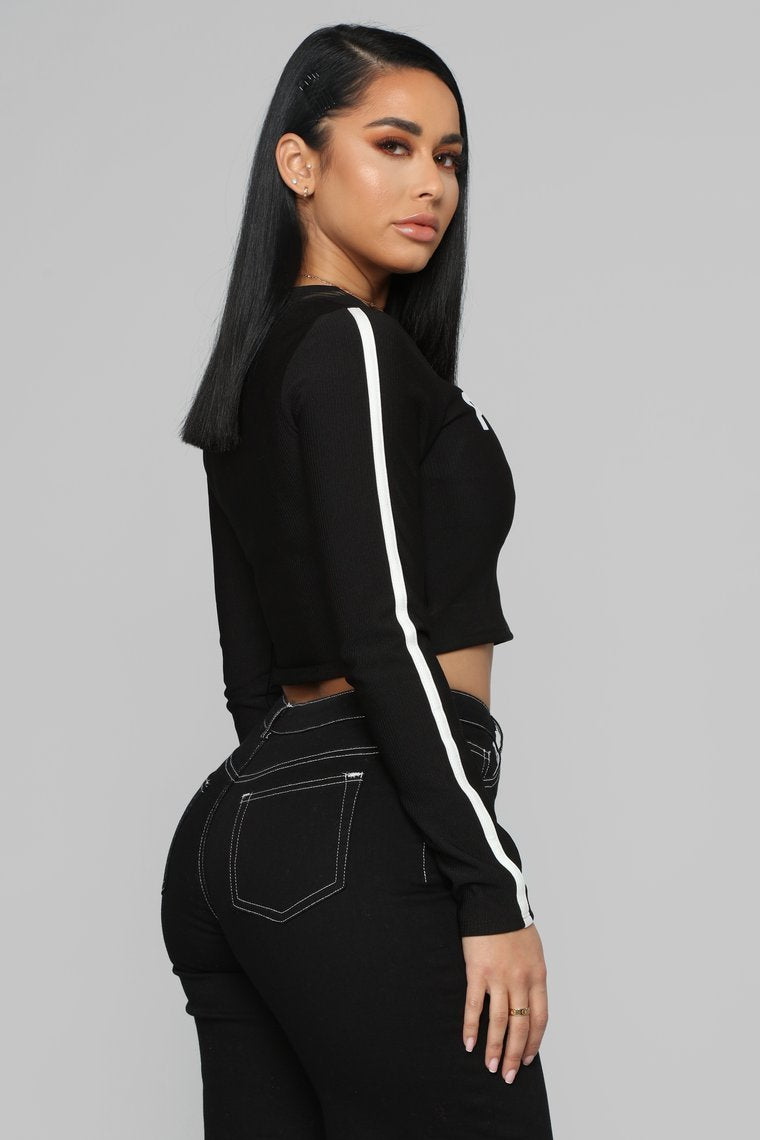 Perfect Catch LS Crop Top - Noir