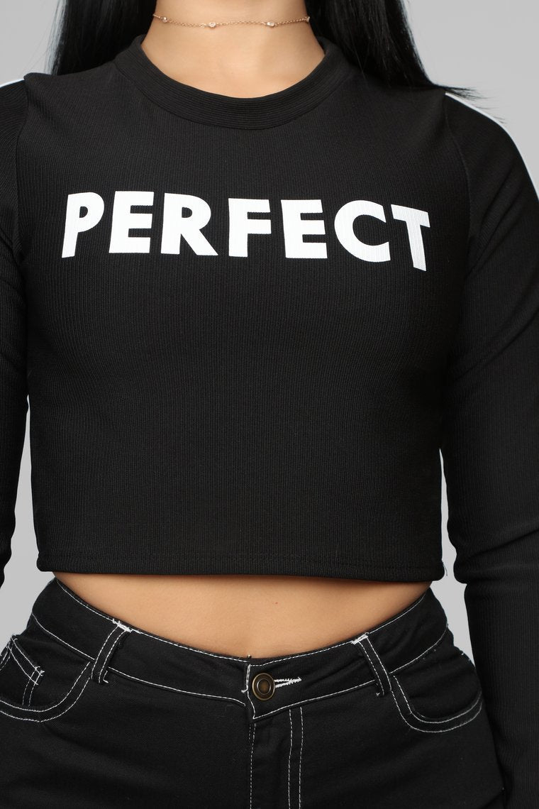 Perfect Catch LS Crop Top - Noir