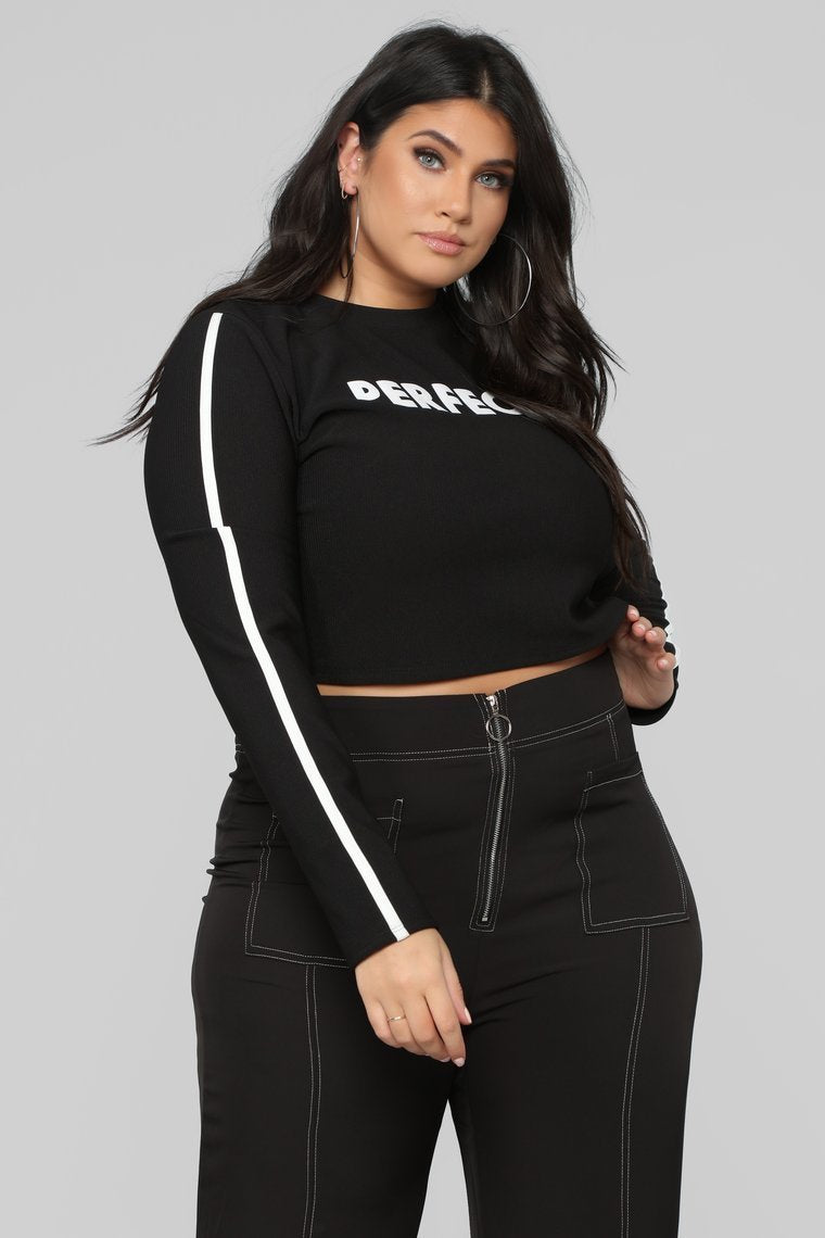 Perfect Catch LS Crop Top - Noir