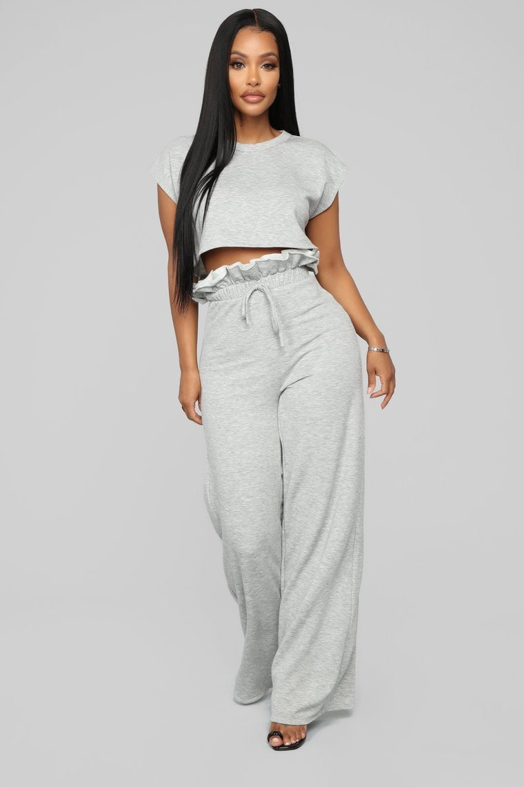 Pantalon Ruffle Chillin - Heather Grey