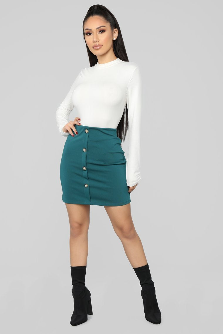 So Buttoned Up Skirt - Hunter