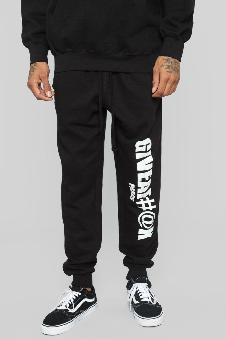 Give A F#@K Jogger - Black/White