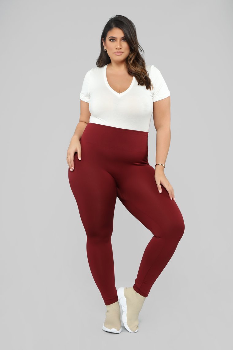 Basically It High Rise Leggings - Brick Red