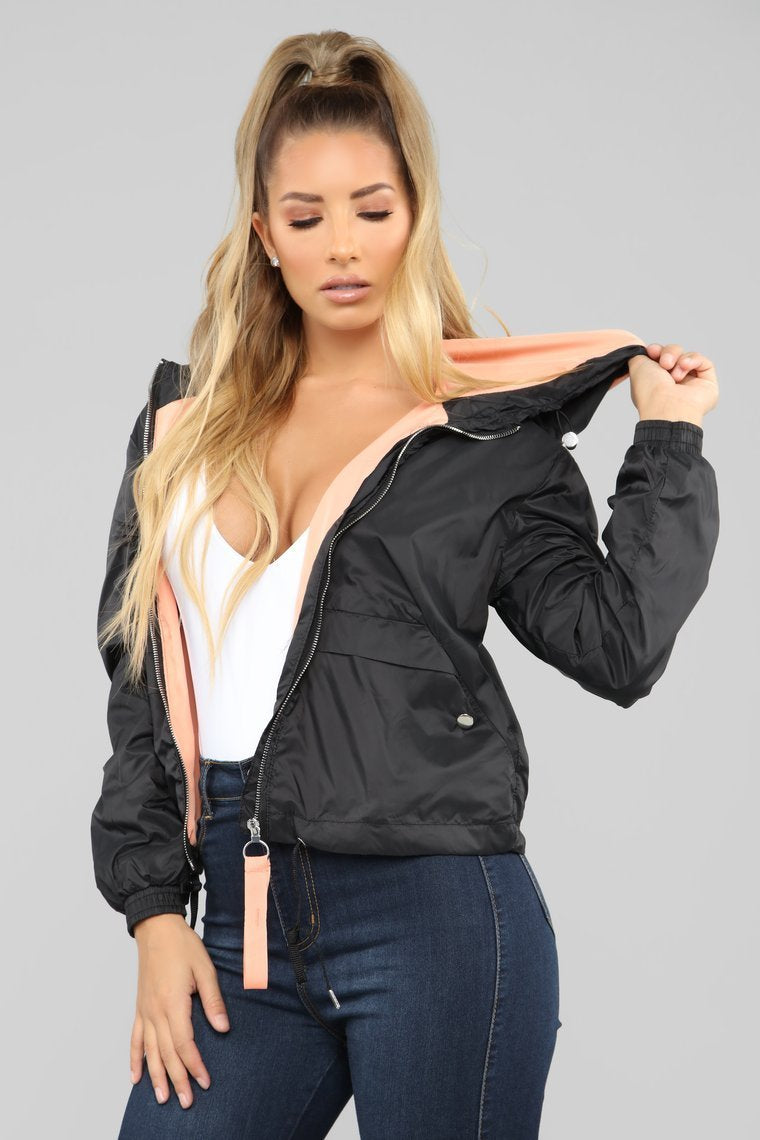 Pull Me Closer Windbreaker Jacket - Black