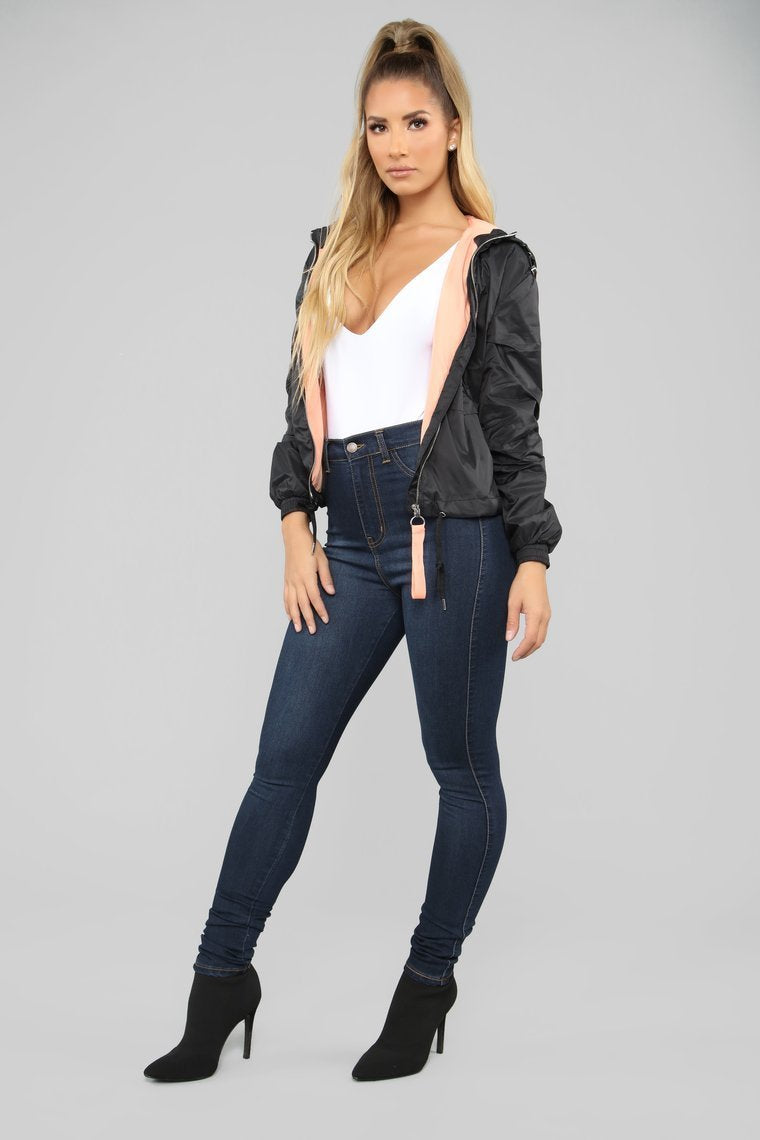 Pull Me Closer Windbreaker Jacket - Black