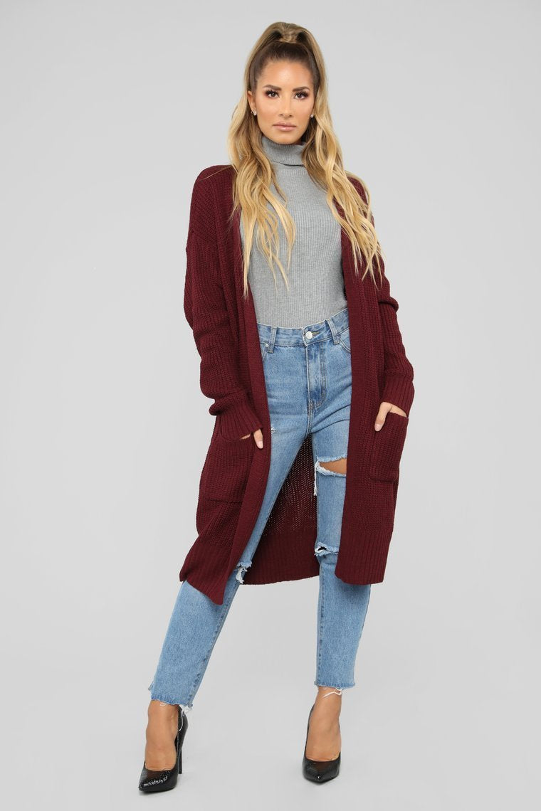 Can We Talk Cardigan - Burgundy