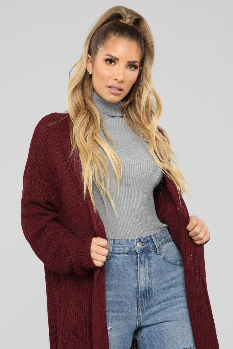 Can We Talk Cardigan - Burgundy